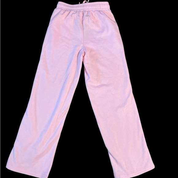 Pink Satin Track Pants with High-Waisted Flare - Picture 2 of 4
